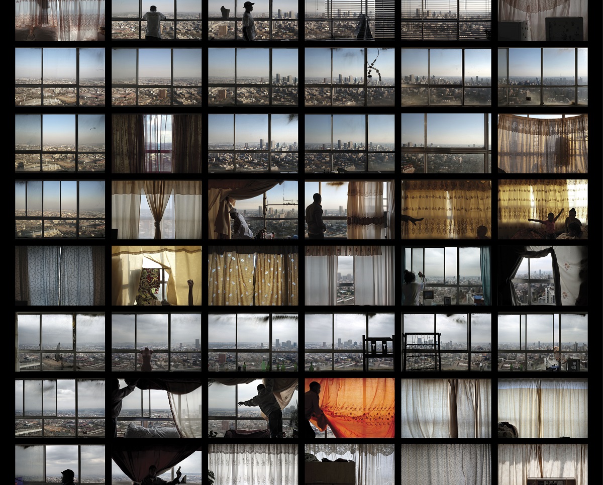 View from the Ponte City Tour that dominates Johannesburg, South Africa. It is part of the Ponte City project by Magnum photographer Mikhael Subotzky and artist Patrick Waterhouse.