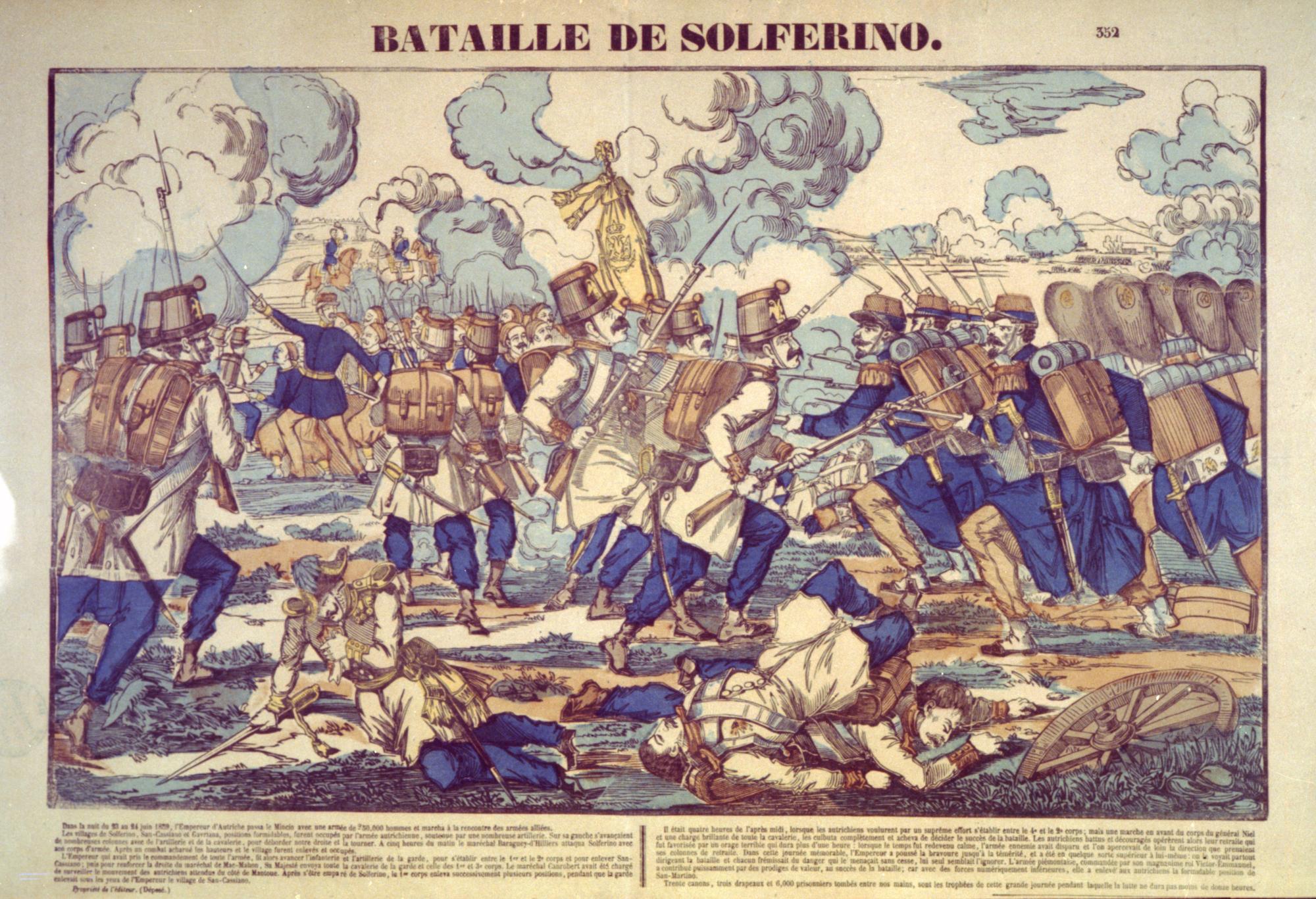 Illustration of the Battle of Solferino, Italy, June 1859.  © ICRC Archives